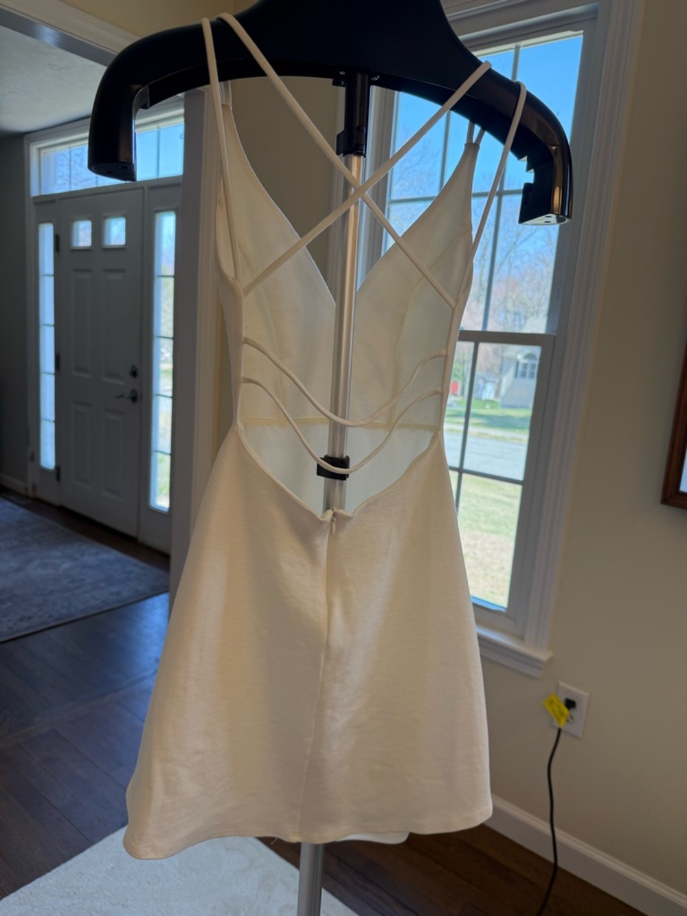 Lulu's White V-Neck Double Spaghetti Strap Mini Dress - Picture 2 of 8